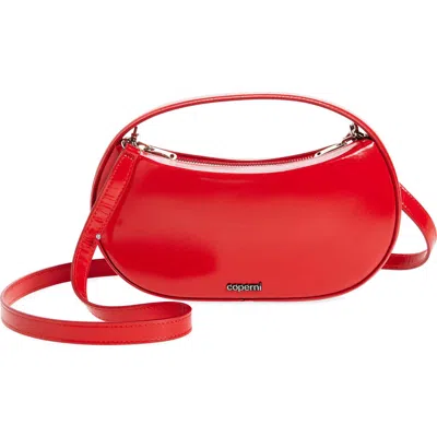 Coperni Small Sound Swipe Patent Leather Top Handle Bag In Red