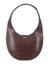 Coperni Crescent-shaped Small Handbag With Polished Finish In Brown