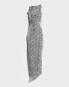 Coperni Asymmetric Rosette-detailed Satin Maxi Dress In Print Snake