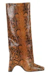 Coperni 85mm Snake Print Leather Bridge Boots In Brw Brown