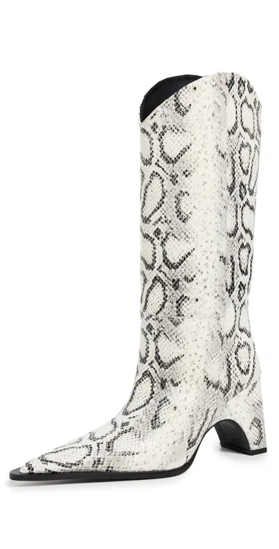 Coperni Snake Print Bridge Cowboy Boots White/grey In White And Grey