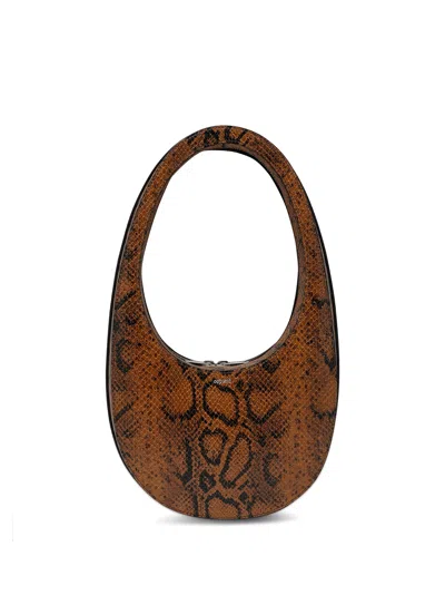 Coperni Snake Print Swipe Bag In Brown