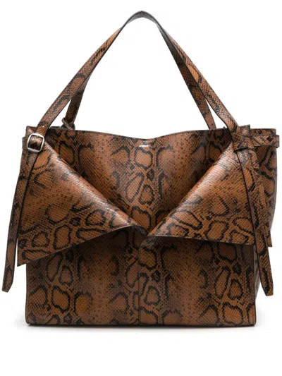 Coperni Snakeskin-print Belt Cabas Tote Bag In Brown