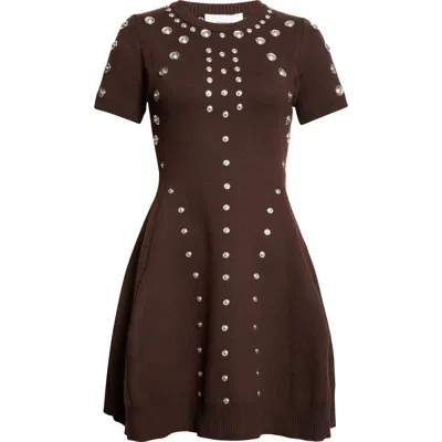Coperni Snap Detail Babydoll Sweater Dress In Burgundy