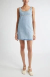 Coperni Snap Detail Denim Minidress In Blue