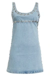 Coperni Snap Detail Denim Minidress In Blue Vintage