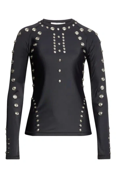 Coperni Snap Detail Jersey Top In Black