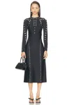 Coperni Snap Detail Long Sleeve Jersey Midi Dress In Black
