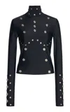 Coperni Snap-embellished Spandex Turtleneck Top In Black
