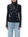 Coperni Snap-embellished Spandex Turtleneck Top In Black