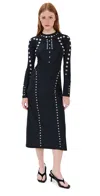 Coperni Snap Detail Long Sleeve Jersey Midi Dress In Black
