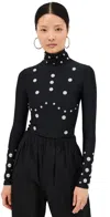 Coperni Snap-embellished Spandex Turtleneck Top In Black