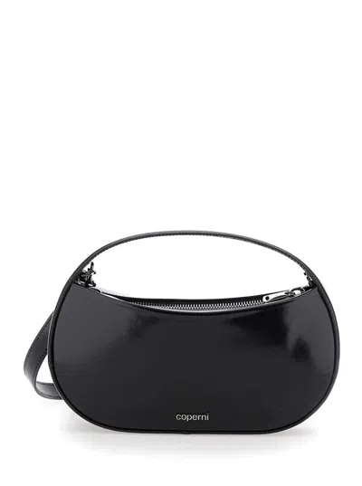 COPERNI COPERNI WOMEN 'SOUND SWIPE SMALL' BLACK HANDBAG WITH LOGO DETAIL IN LEATHER WOMAN