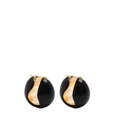 Coperni Spherical Earrings In Gold/brown