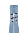 Coperni Light Blue Jeans With Cut-out Spiral Design And Logo Patch On The Rear In Denim Woman In Blue