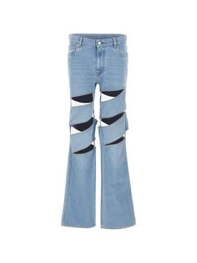 Coperni Spiral Cut-outs Straight Jeans In Blue