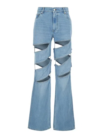 Coperni Women Spiral Denim Pants In Blue
