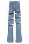 Coperni Light Blue Jeans With Cut-out Spiral Design And Logo Patch On The Rear In Denim Woman In Blue
