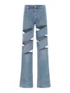 Coperni Light Blue Jeans With Cut-out Spiral Design And Logo Patch On The Rear In Denim Woman In Blue