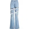 Coperni Light Blue Jeans With Cut-out Spiral Design And Logo Patch On The Rear In Denim Woman In Blue