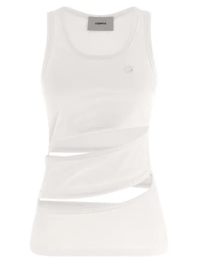 Coperni Spiral Tank Top Sleeveless Ribbed Cut Out In White