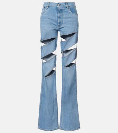 Coperni Spiral Wide-leg Jeans In Blue
