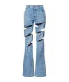 Coperni Light Blue Jeans With Cut-out Spiral Design And Logo Patch On The Rear In Denim Woman In Blue