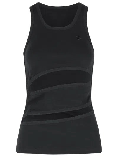 Coperni 'spirale' Black Cotton Tank Top Women In Blue
