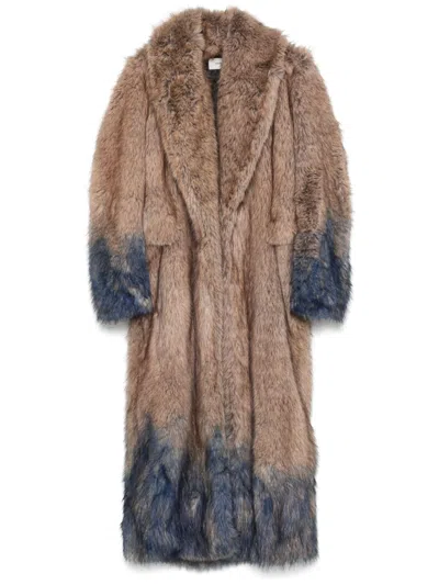 Coperni Spray-effect Faux Fur Coat In Brown