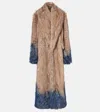 Coperni Spray-effect Faux Fur Coat In Brown-blue