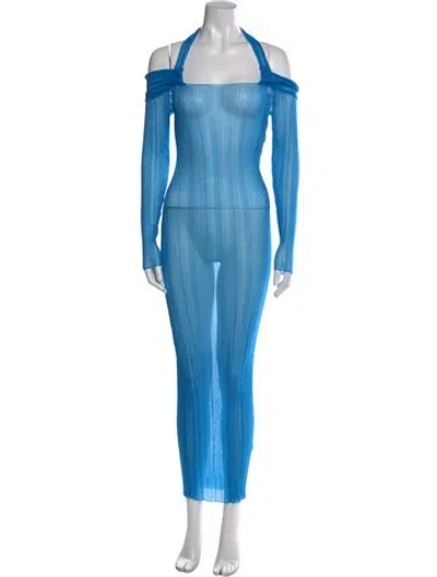 Pre-owned Coperni Square Neckline Long Dress W/ Tags In Blue