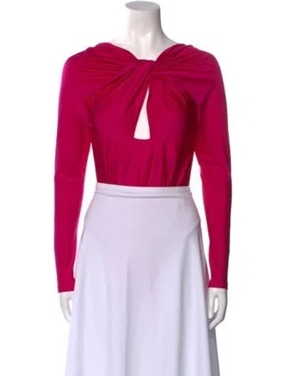 Pre-owned Coperni Square Neckline Long Sleeve Bodysuit In Pink