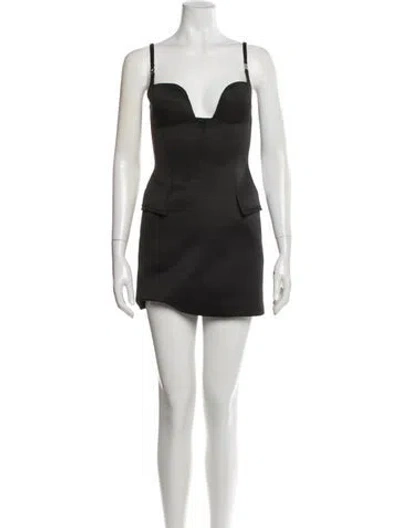 Pre-owned Coperni Square Neckline Mini Dress In Black