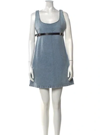 Pre-owned Coperni Square Neckline Mini Dress In Blue