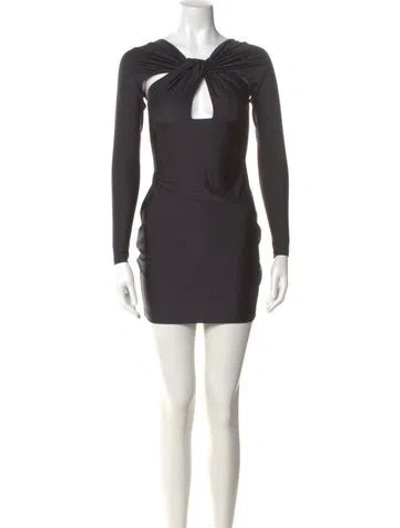 Pre-owned Coperni Square Neckline Mini Dress In Gray