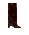 Coperni Bridge Croc-effect Leather Knee-high Boots In Brown