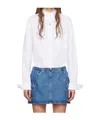 Coperni Denim Skirt With Frontal Logo Patch In Blue