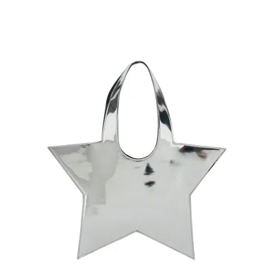 Coperni Star Metallic Mini Handbag With Embossed Logo Lettering On The Front And Mirrored Effect In  In Silver