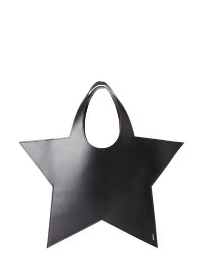 COPERNI COPERNI STAR-SHAPED BLACK LEATHER TOTE BAG