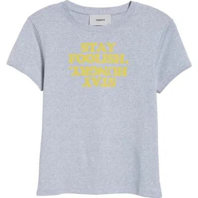 Coperni Stay Hungry Graphic T-shirt In Grey-yellow Print