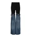 Coperni Hybrid Jersey And Denim Flared Pants In Blue