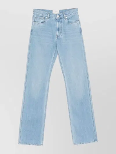 Coperni Straight Leg Trousers Light Wash Belt Loop In Blue