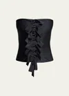 Coperni Gala' Black Top With Adjustable Knots In Stretch Fabric In Black