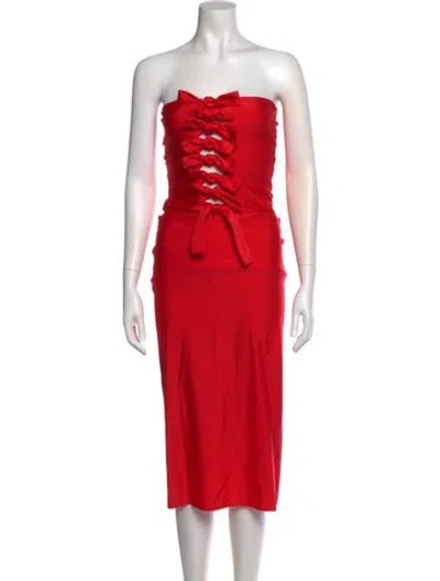 Pre-owned Coperni Strapless Knee-length Dress W/ Tags In Red