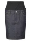 Coperni Blue Hybrid Denim Midi Skirt In Blue