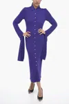 Coperni Stretch Fabric Shirt Dress With Extra-long Sleeves In Purple
