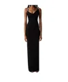 Coperni Stretch Jersey Maxi Dress With Decorative Clips In Black