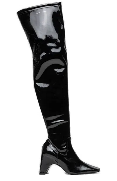 Coperni Stretch Thigh High Boots In Black