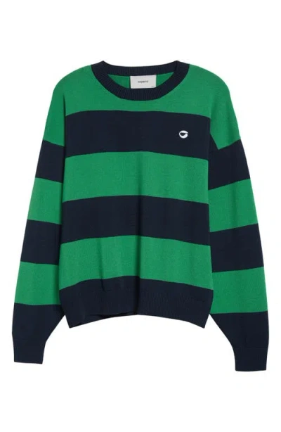 Coperni Stripe Crewneck Sweater In Green-blue