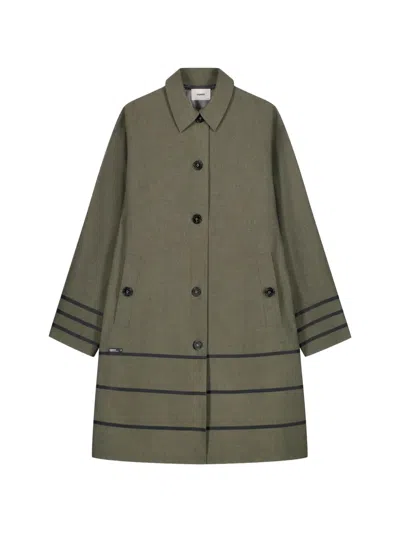 Coperni Striped Car Coat In Green